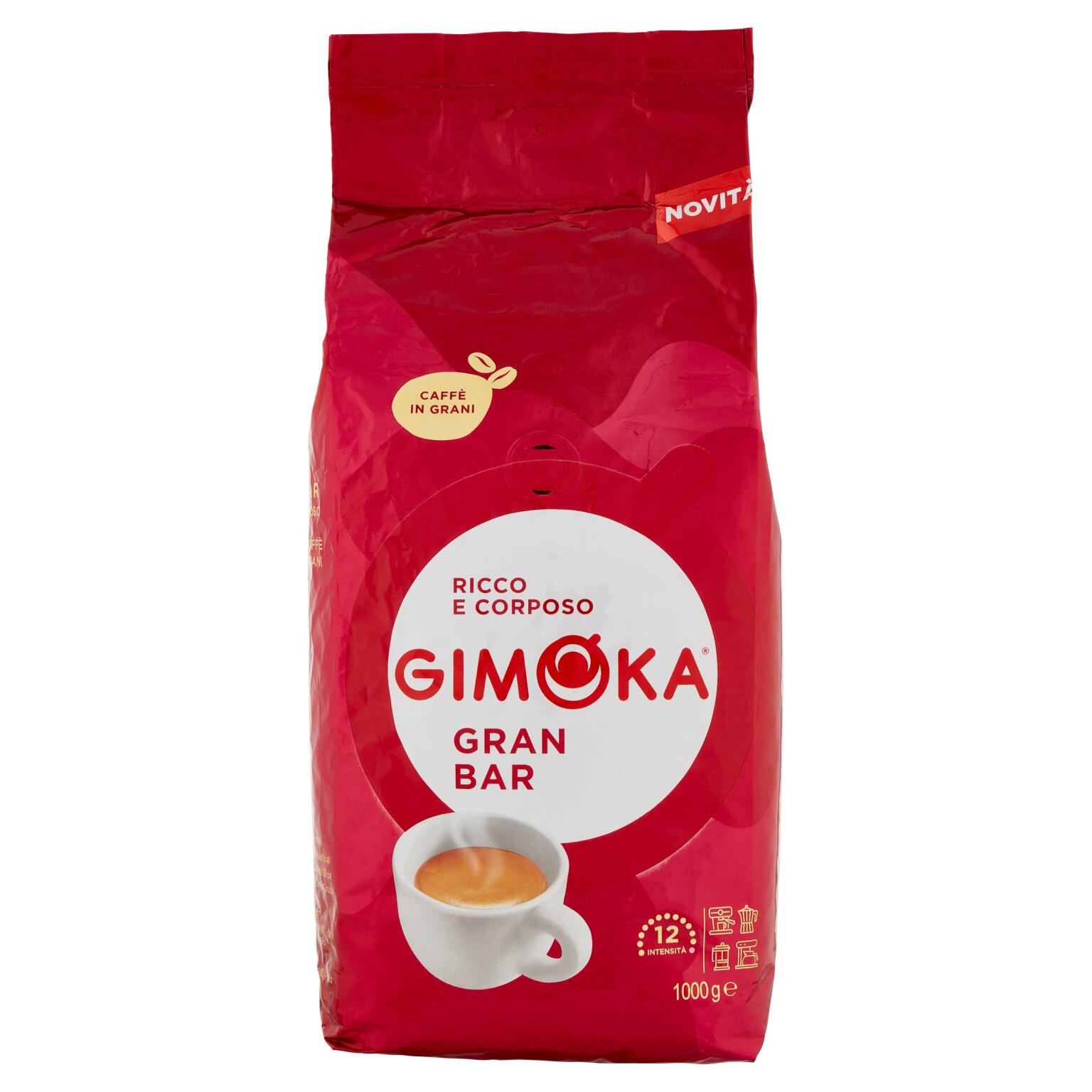 Caffè finissimo miscela bar torrefatto in grani 1Kg Gran Bar Gimoka