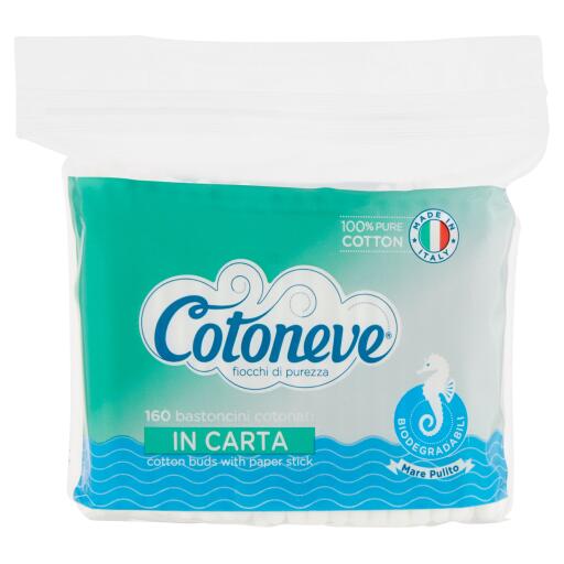 Puliorecchie cotoneve 160 pezzi busta biodegradabile Sisma