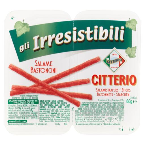 Bastoncini di Salame 60g Gli Irresistibili Citterio senza glutine
