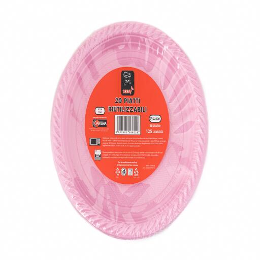 20 Piatti riutilizzabili da 22cm Rosa