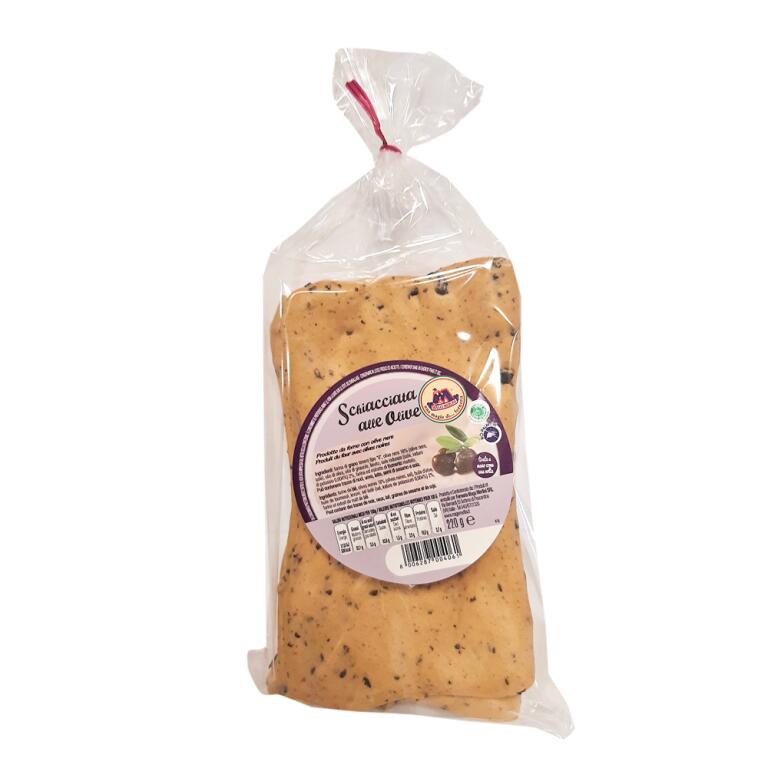 Schiacciata artigianale alle olive nere 220g Mago Merlini