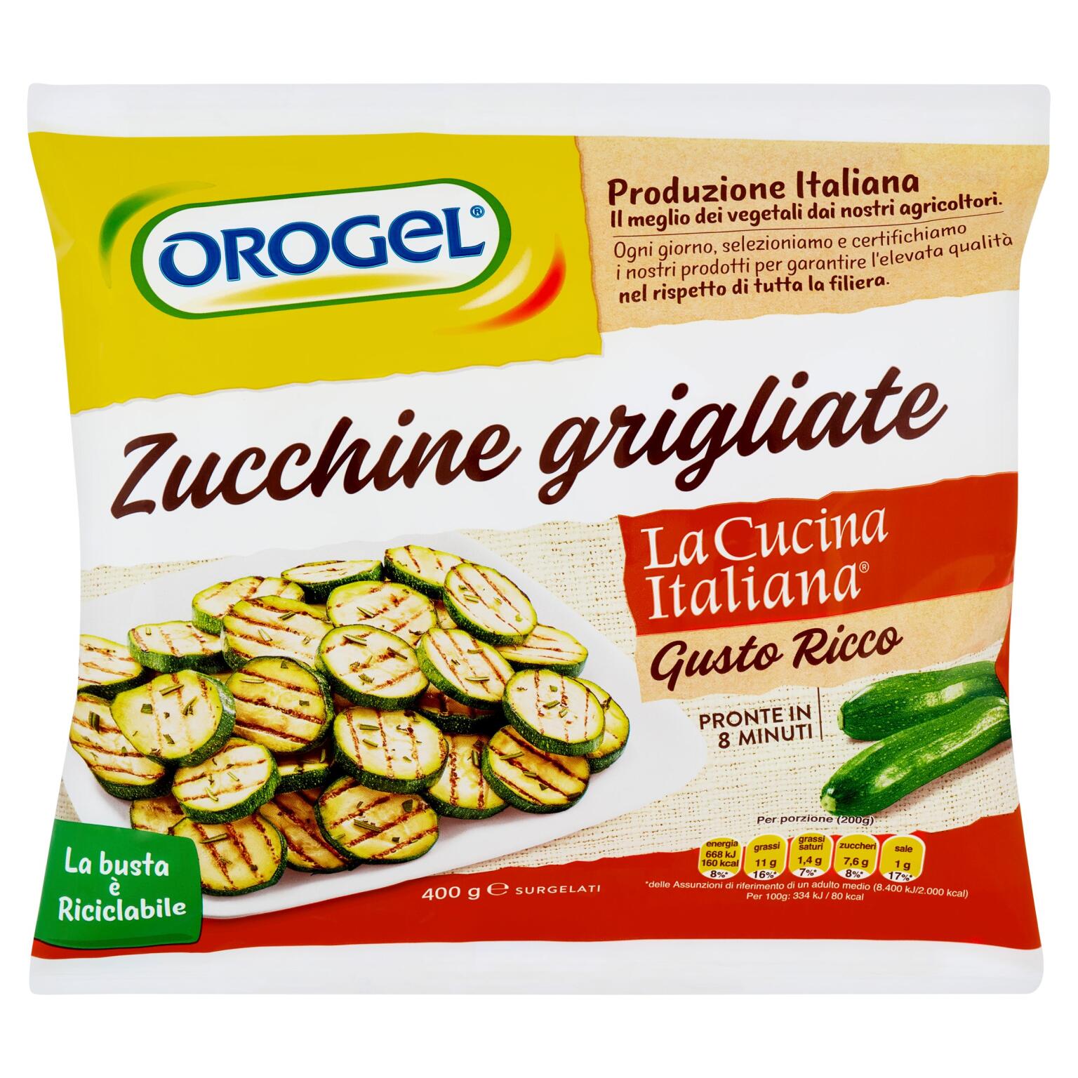 Zucchine grigliate gusto ricco 400g Orogel
