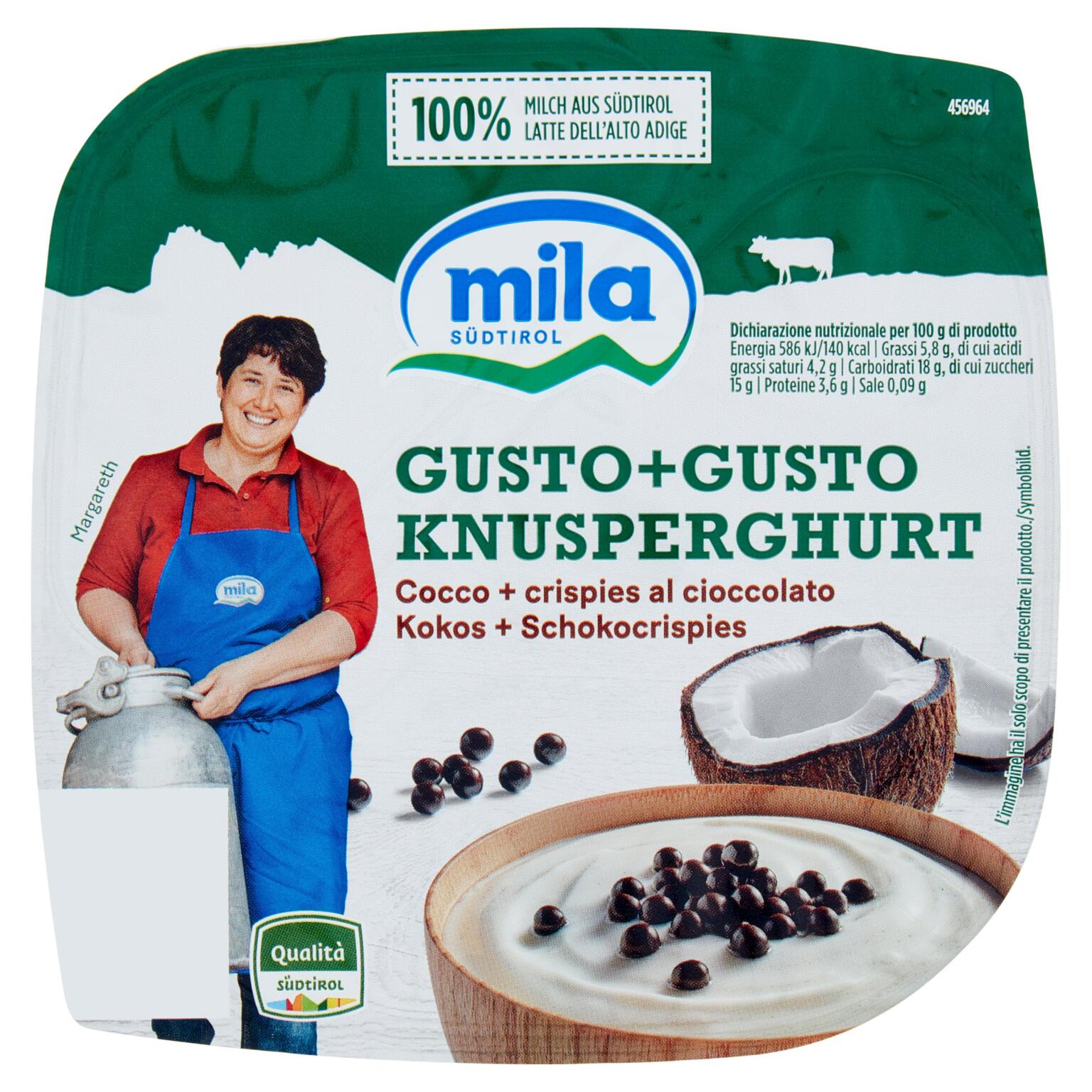 Gusto+gusto cocco e crispies al cioccolato 150g Mila