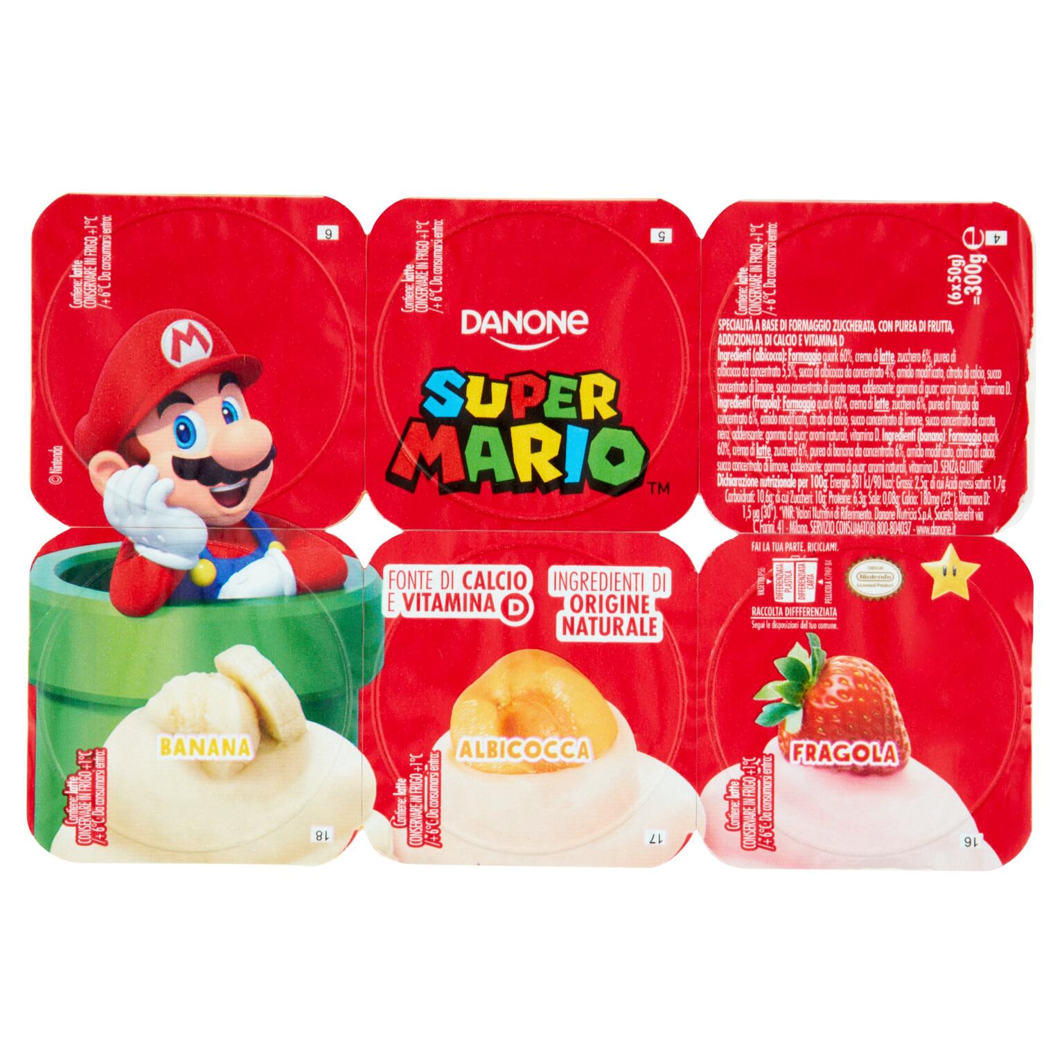 Supermario Cheese Banana/Fragola/Albicocca 50gx6 Danone