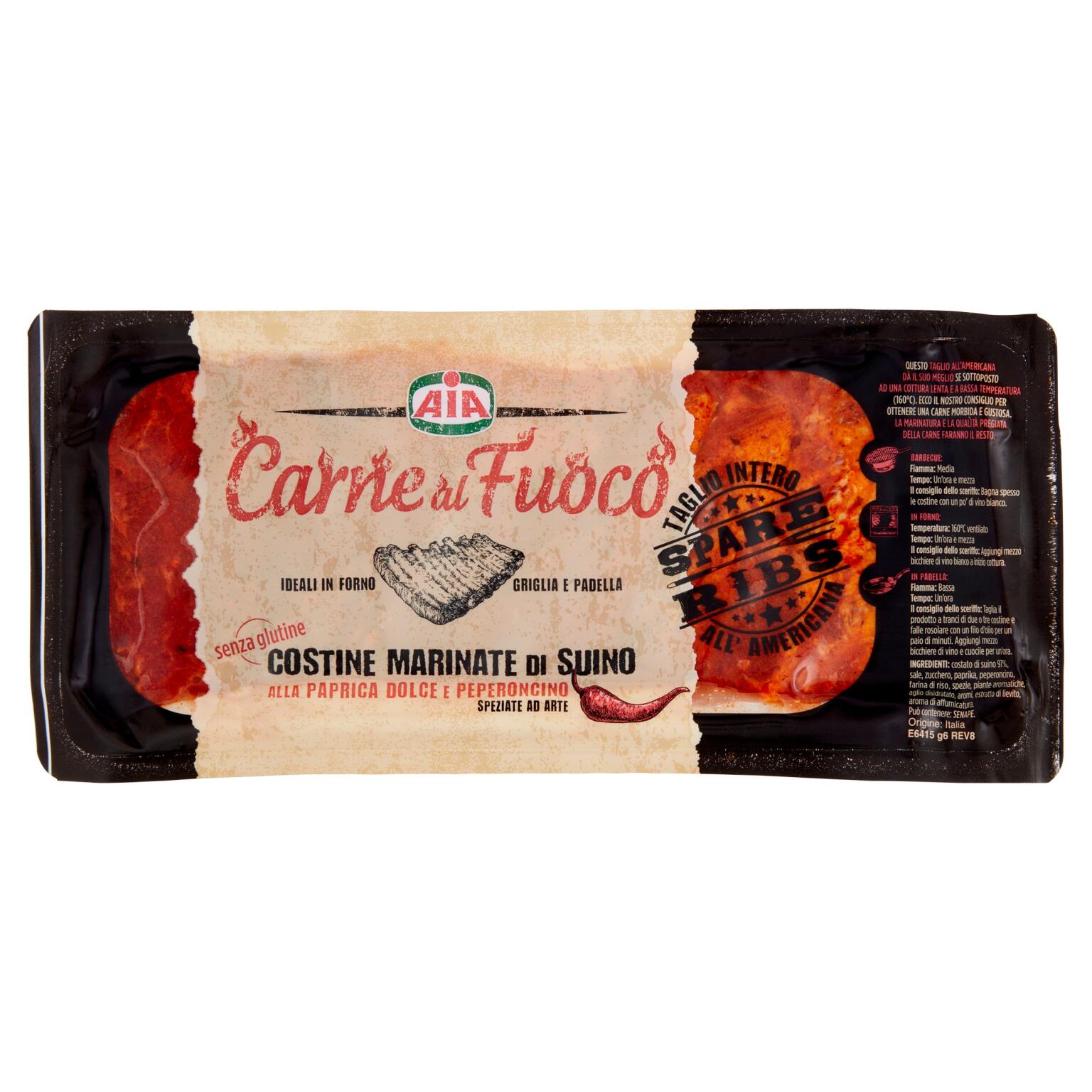 Costine di suino alla paprika dolce e peperoncino sottovuoto 600g Carne Al Fuoco Aia