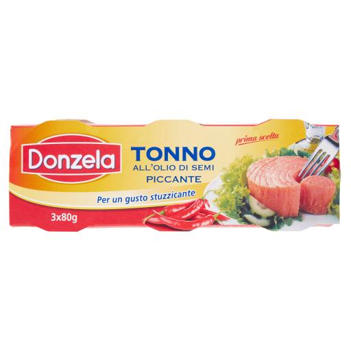 Tonno in olio di girasole piccante 3x80g Donzela
