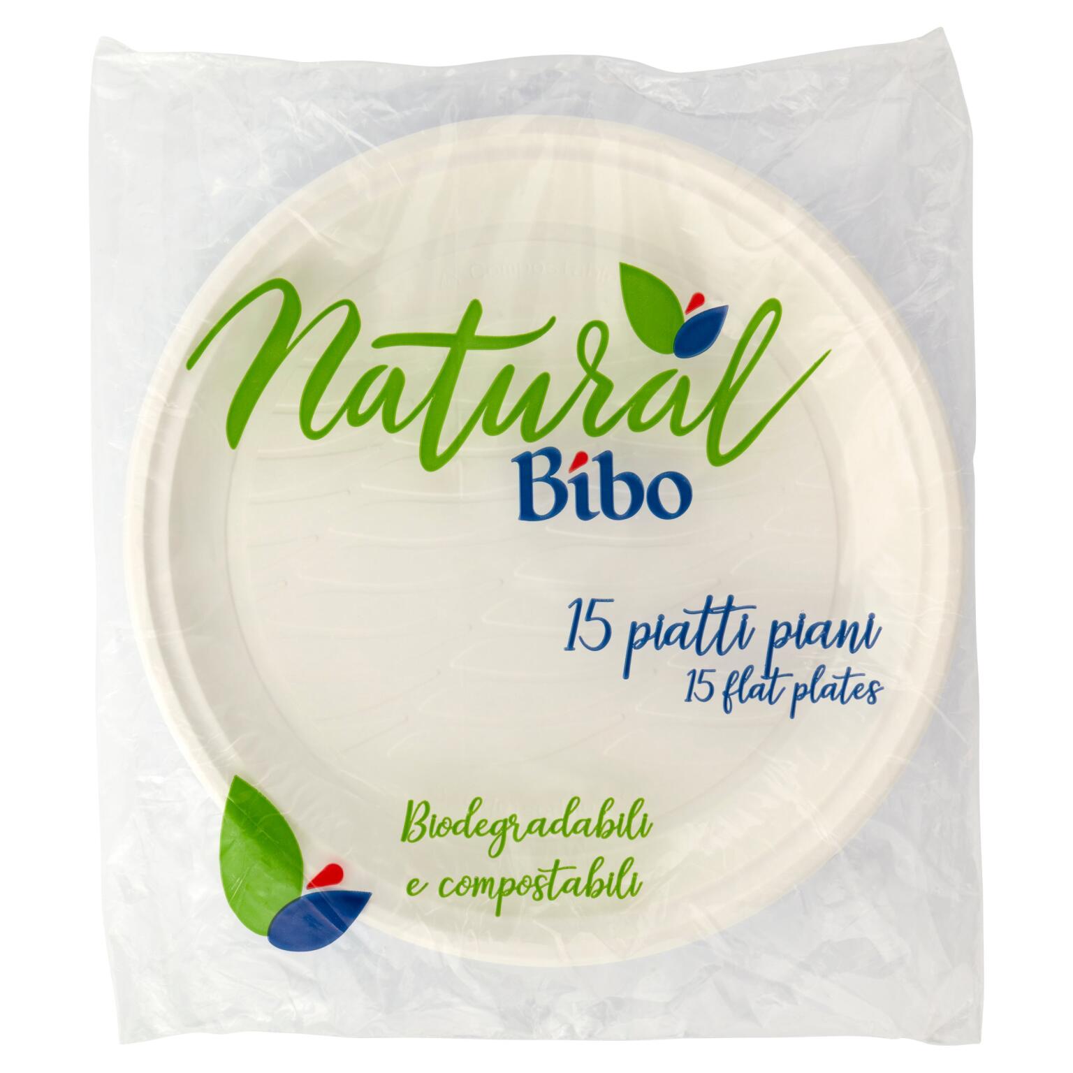 Bioplastica 15 piatti piani 21,5cm Bibo Italia