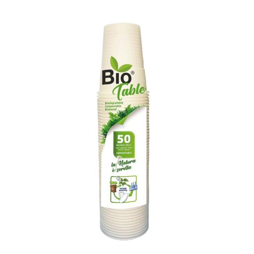 Bicchieri bio plastica 80c 50 pezzi Biotable