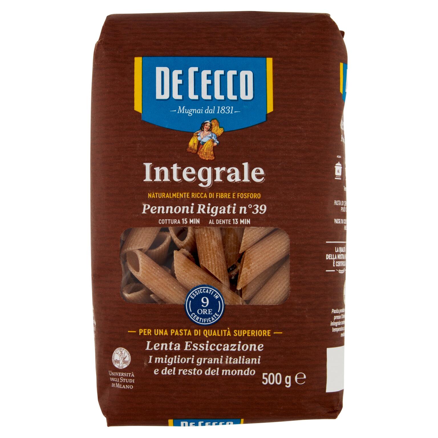 Pennoni rigati integrali n° 39 500g De Cecco