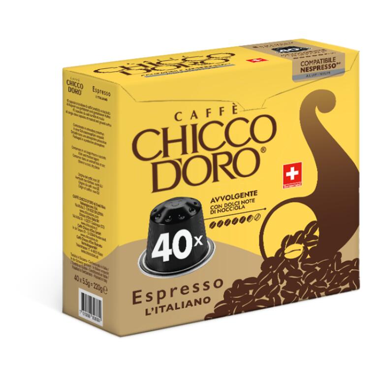 40 Capsule Espresso L'Italiano compatibili Nespresso 220g Chicco d'Oro