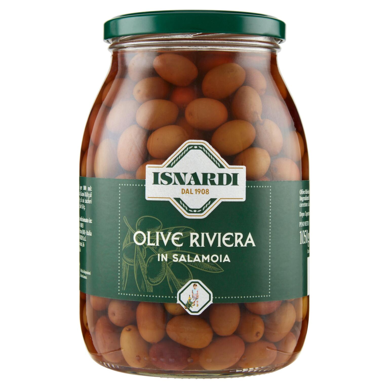 Olive Riviera in salamoia 1050g/650g sgocciolato   Isnardi