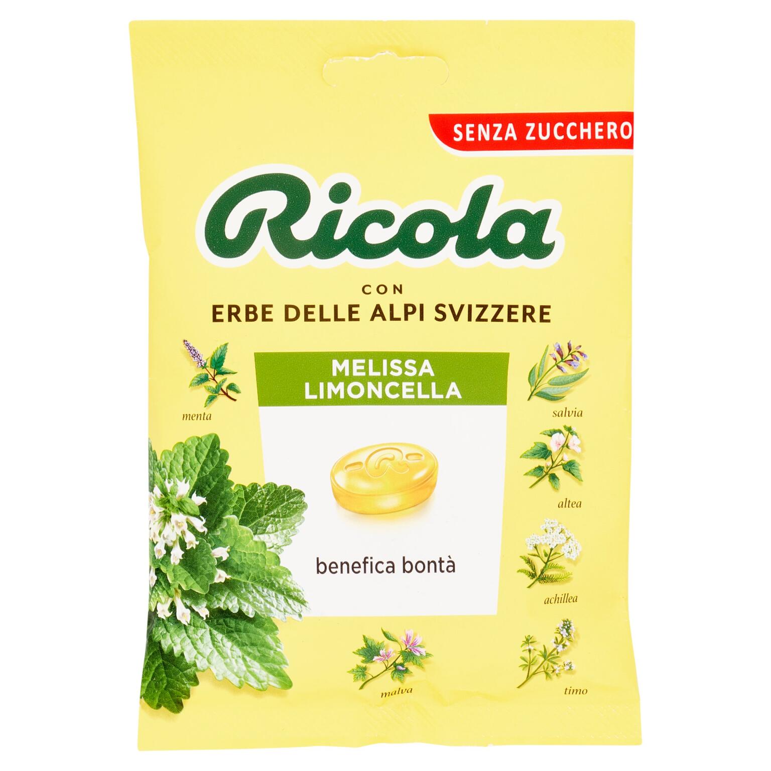 Caramelle melissa limoncella con vitamina C senza zucchero in busta 70g Ricola