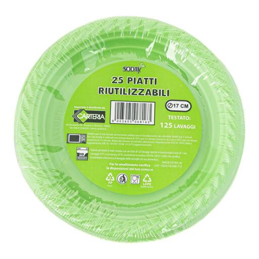 25 Piatti riutilizzabili da 17cm Verde
