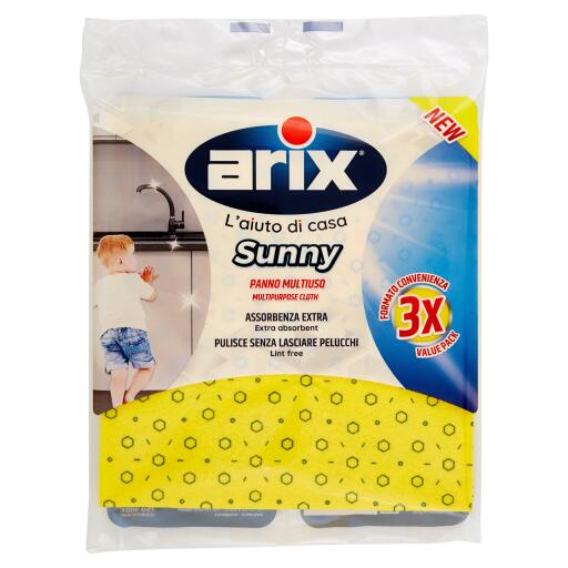 Panni 3pz Sunny gialli con antibatterico Arix