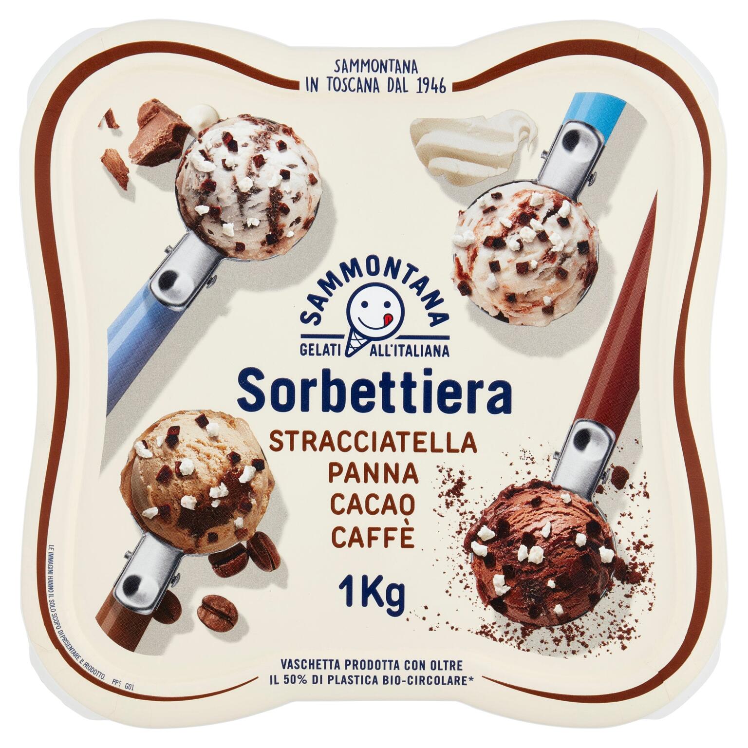 Sorbettiera Panna,Cacao,Stracciatella, Caffè 1kg Sammontana