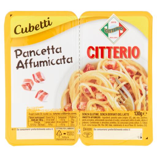 Pancetta affumicata 130g cubetti Citterio senza glutine