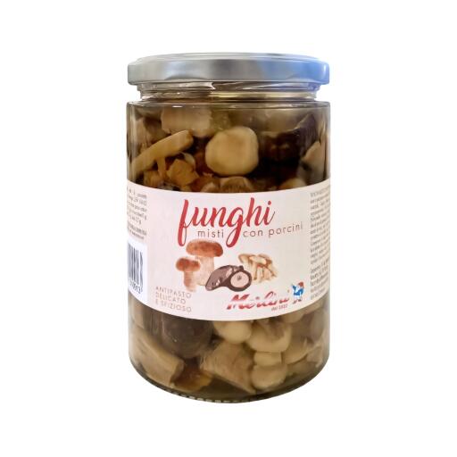 Funghi misti con porcini in olio di girasole 520g Merlini