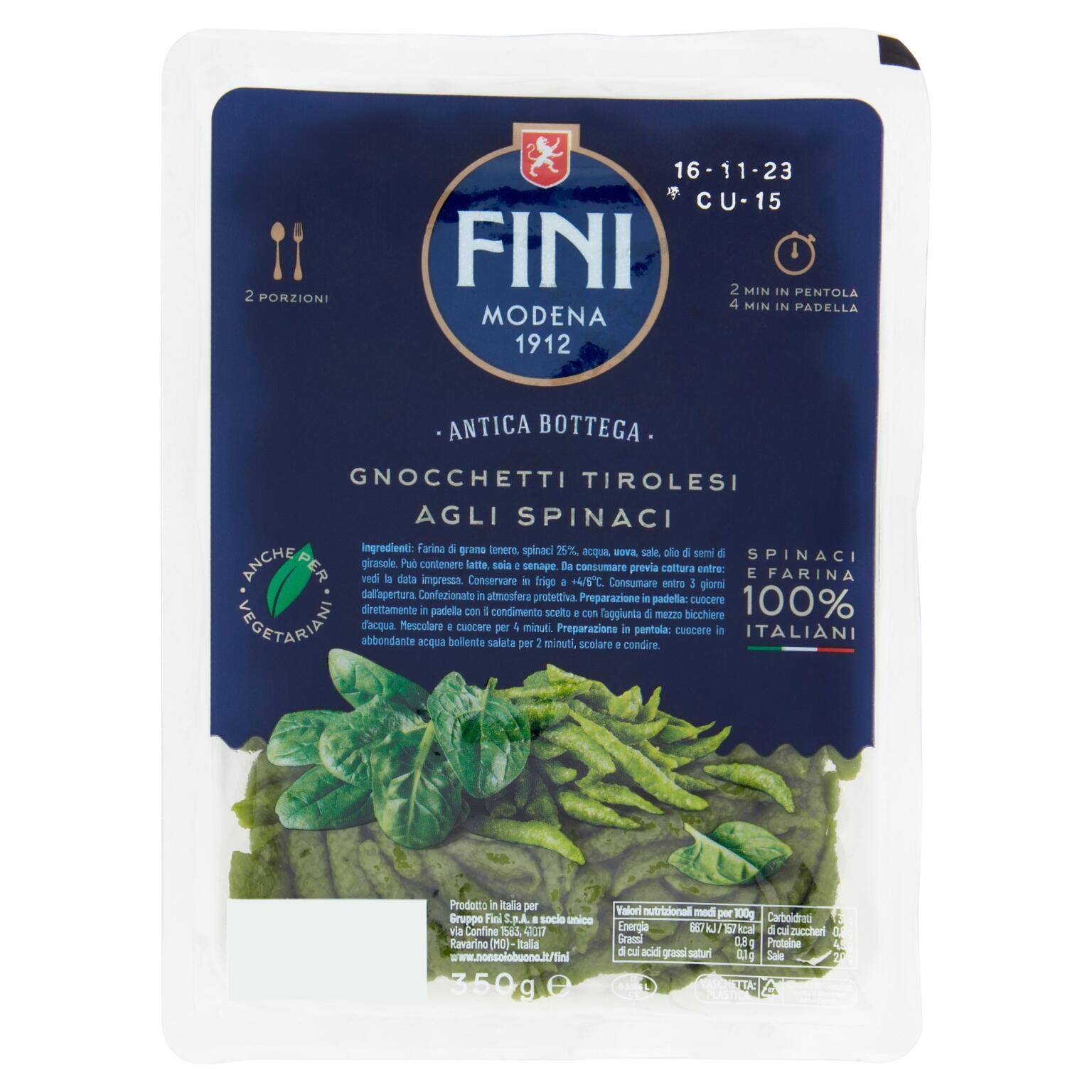 Gnocchi tirolesi con spinaci 350g Antica bottega