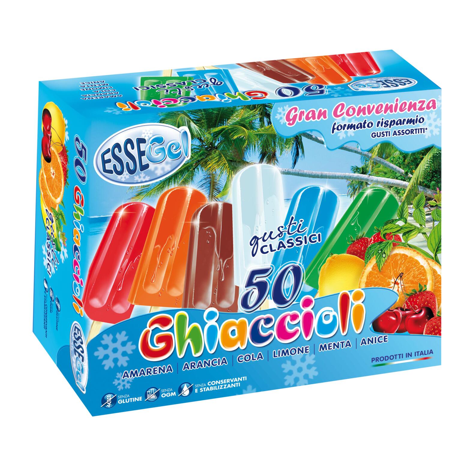 50 Ghiaccioli gusti assortiti 3,5Kg Essegel