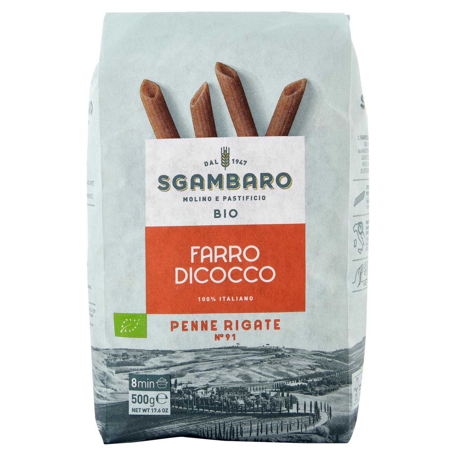 Penne rigate n°91 al farro bio 500g Sgambaro