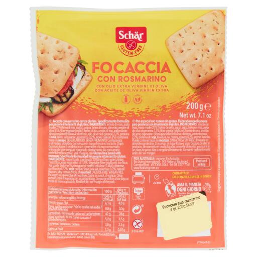 Focaccia Con rosmarino 200g Senza Glutine Dr Schar