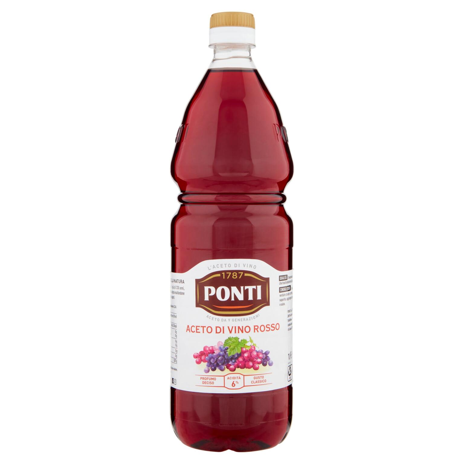 Aceto di vino rosso 1L pet Ponti