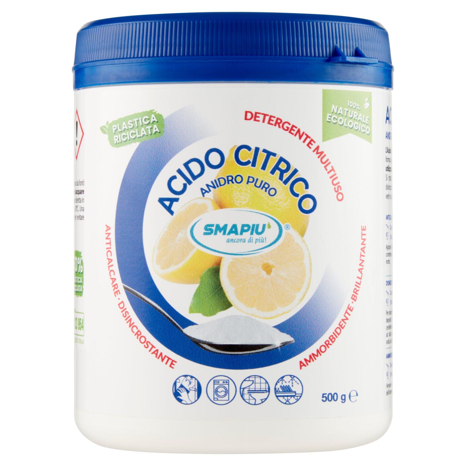 Smapiù Acido Citrico Anidro Puro in polvere barattolo carta 500g
