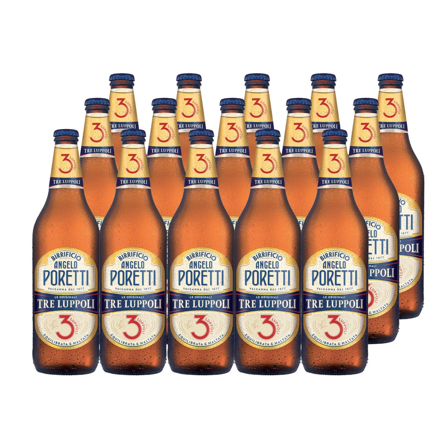 Birra Tre Luppoli 15 bottiglie da 66cl Angelo Poretti