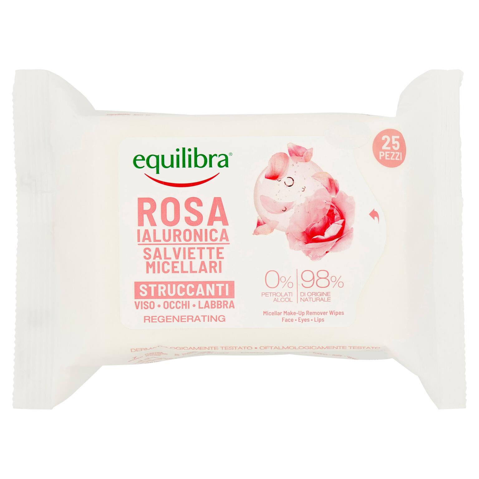 Salviette alla Rosa Ialuronica 25pz Equilibra