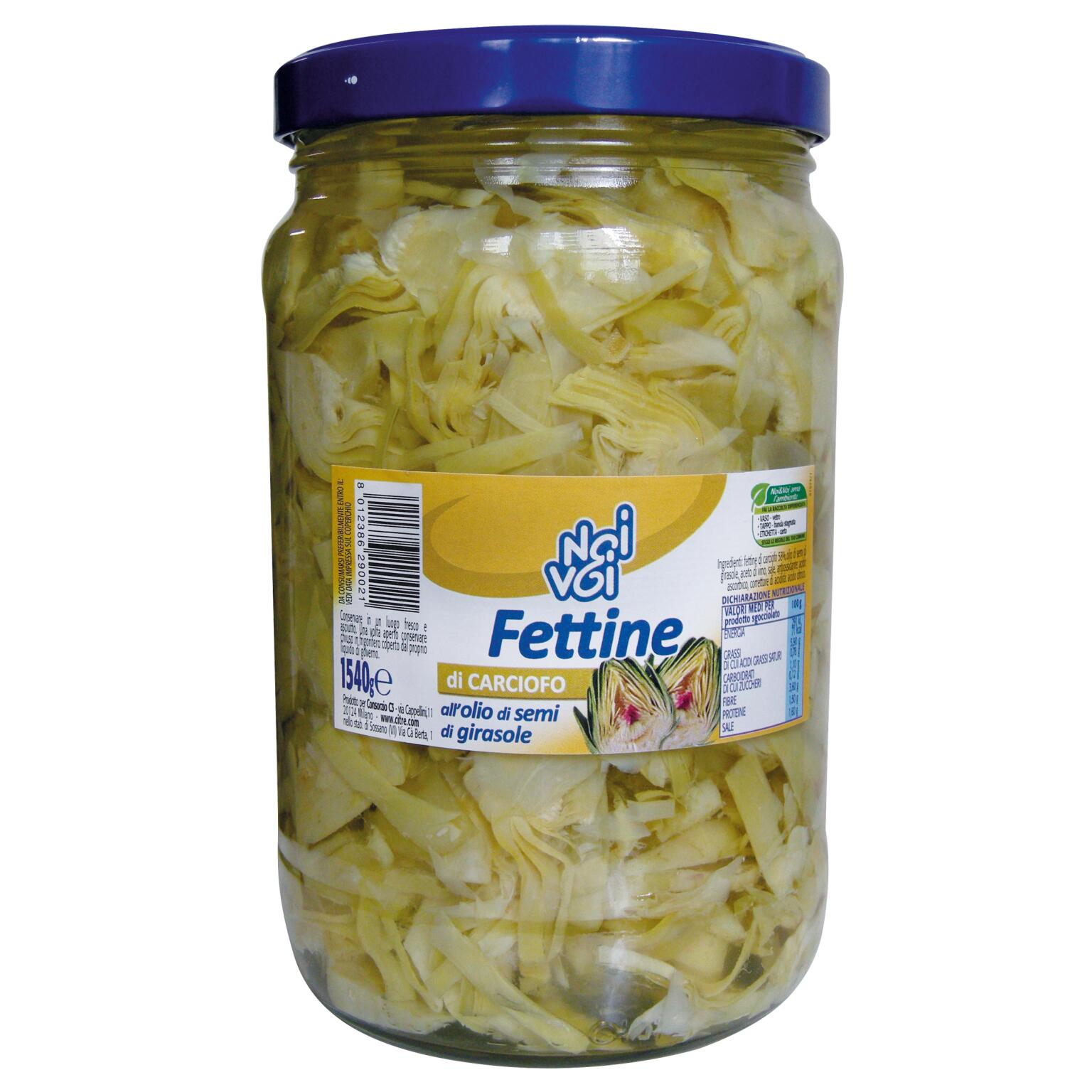 Fettine di carciofo in olio di semi di girasole 1,54Kg Noi&Voi