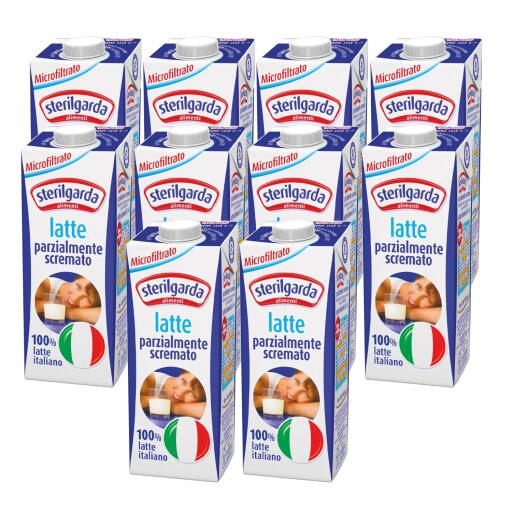 Latte uht parzialmente scremato microfiltrato 10 confezioni da 1 litro, Sterilgarda