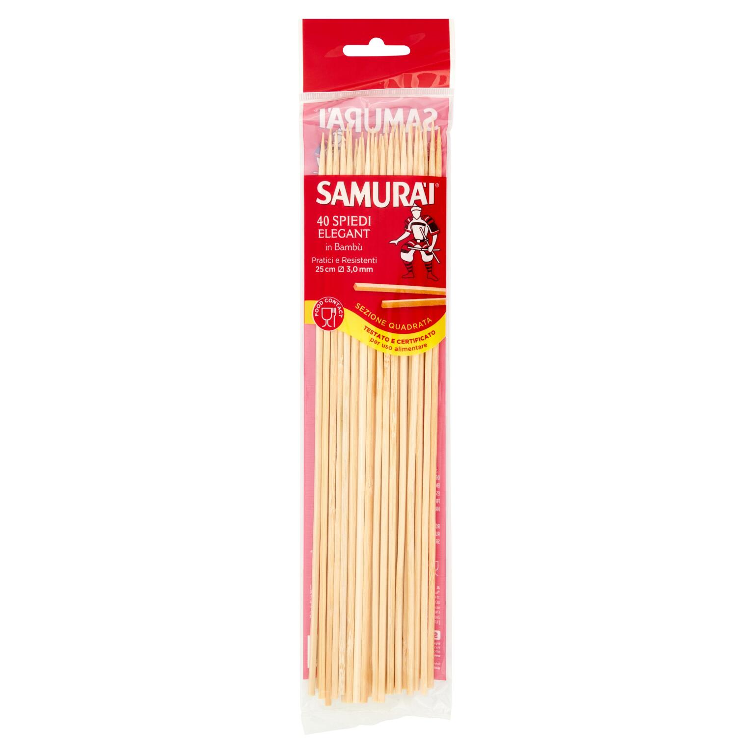 Spiedi Elegant in Bambù 40 pezzi Samurai