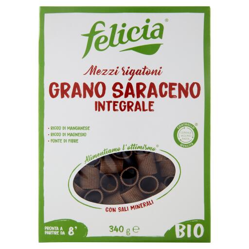 Mezzi Rigatoni con Farina 100% Grano Saraceno Integrale 340g Felicia