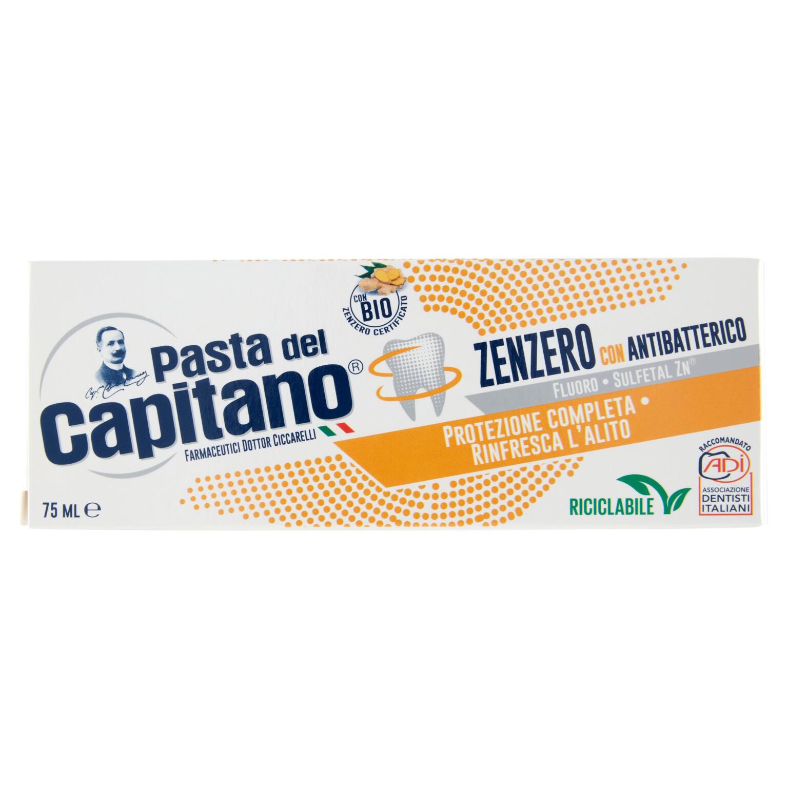 Dentifricio allo zenzero c/antibatterico 75ml Pasta del Capitano