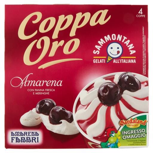 Coppa Oro Amarena con panna fresca e meringhe 4 pezzi 360g Sammontana
