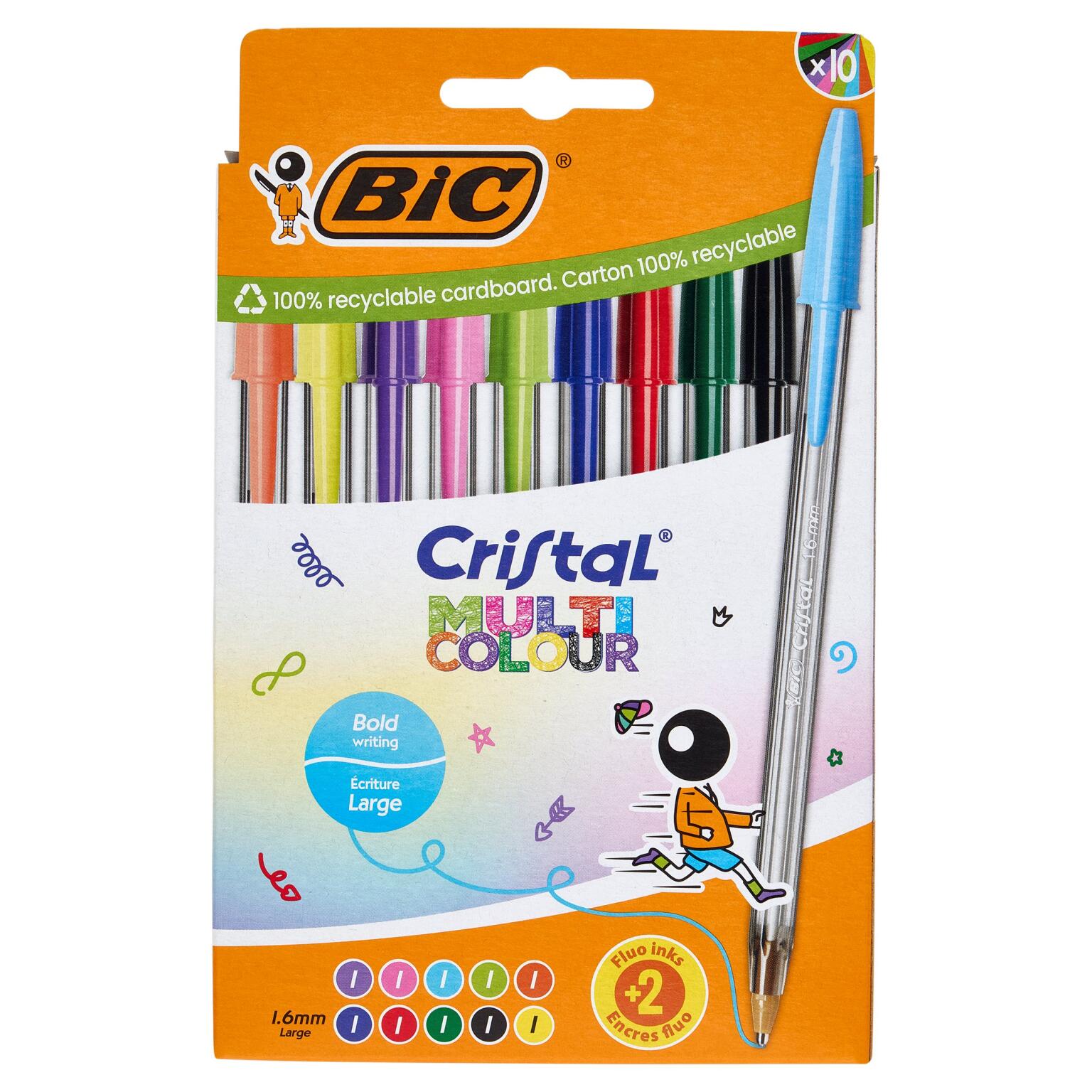 10 Penne Cristal Multicolor Bic