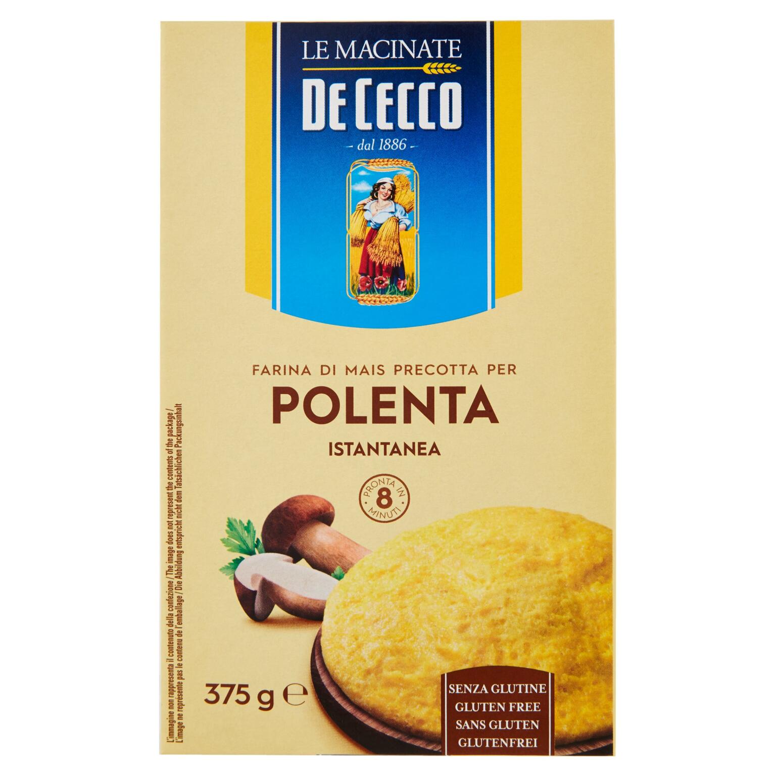 Polenta farina di mais precotta istantanea 375g De Cecco senza glutine