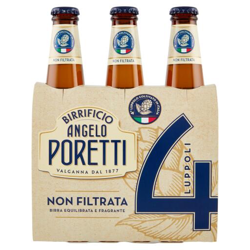 Birra 4 luppoli bottiglia non filtrata 3x33cl, Angelo Poretti