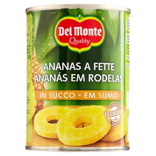 Ananas a fette in succo senza aggiunta di zucchero 565g Del Monte