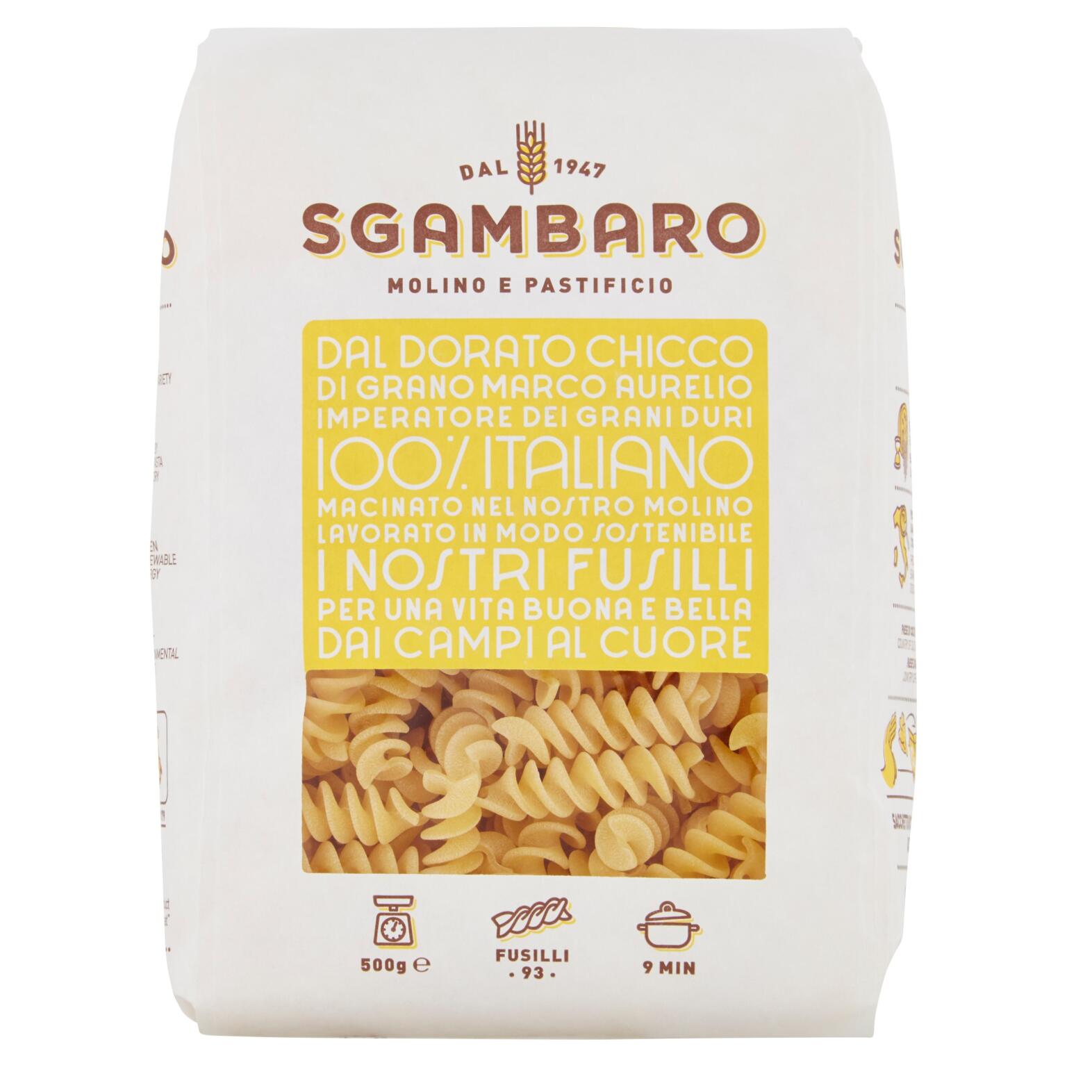 500g fusilli di grano Marco Aurelio 100% italiano Sgambaro