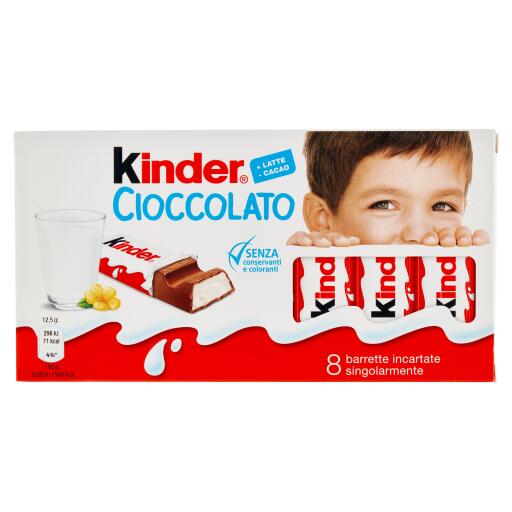 Kinder cioccolato 8 barrette incartate