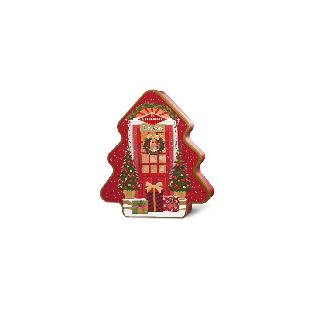 Albero in latta di torroncini morbidi ricoperti ai gusti misti, 200g, Condorelli