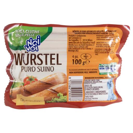 Wurstel puro suino 100g Noi & Voi senza glutine
