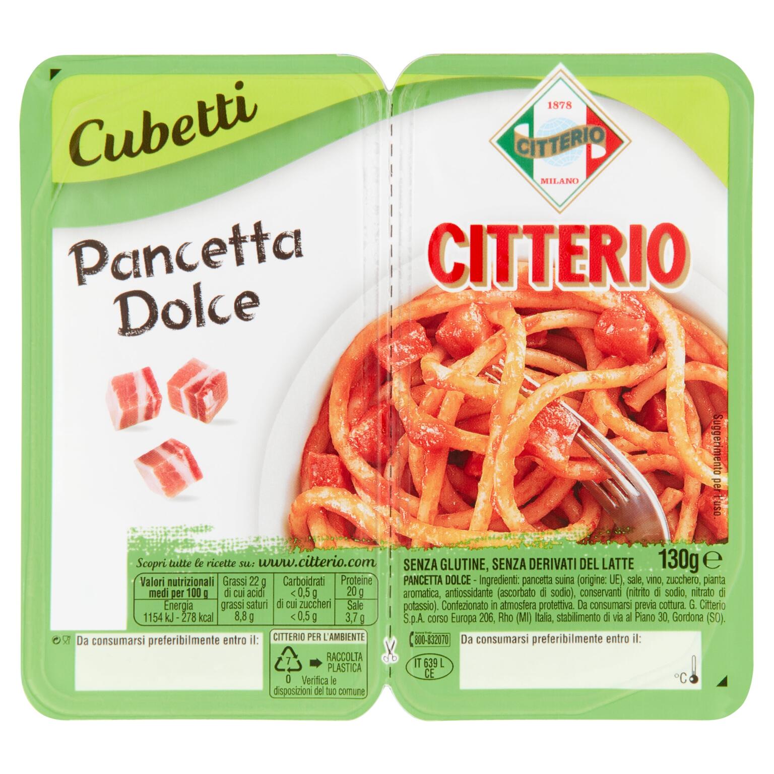 Pancetta dolce 130g cubetti Citterio senza glutine