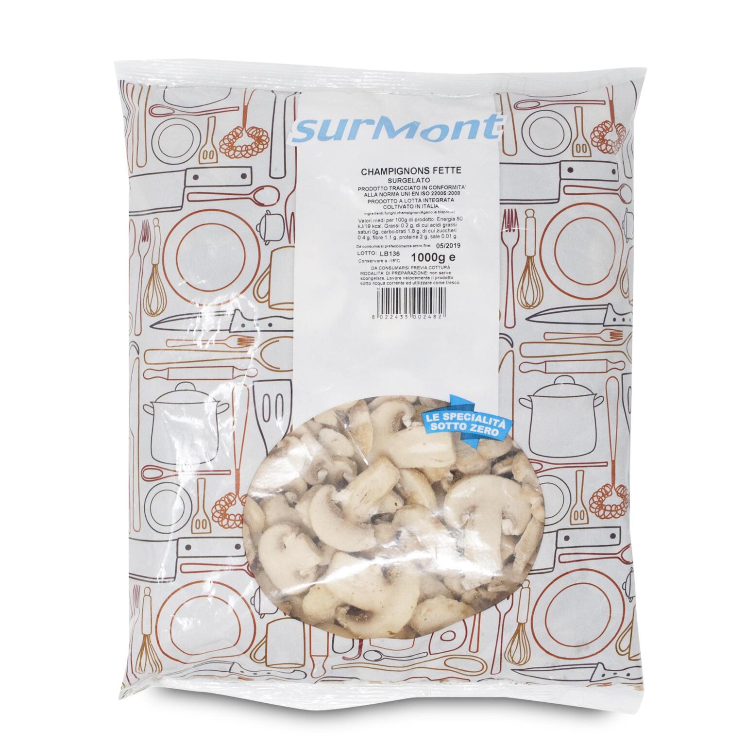 Funghi champignons a fette IQF 1kg Surmont