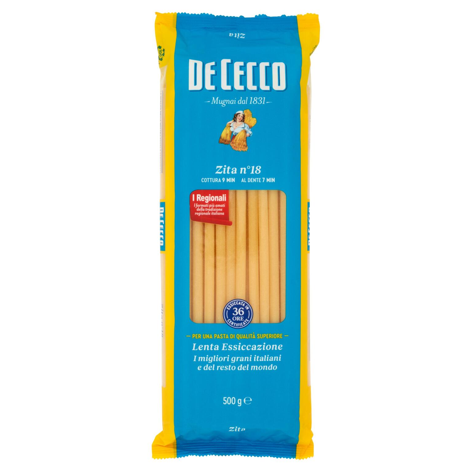 Pasta di semola di grano duro zita n°18 500g De Cecco