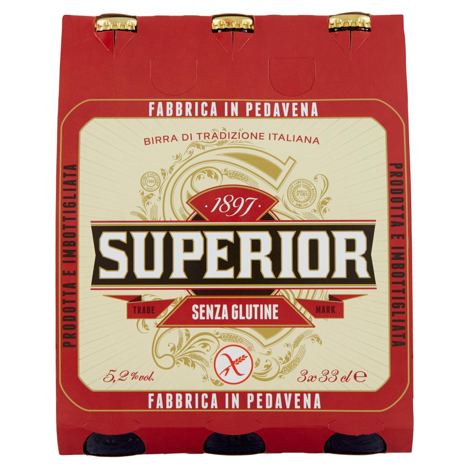 Birra Pedavena superior s/glutine cl 3x33