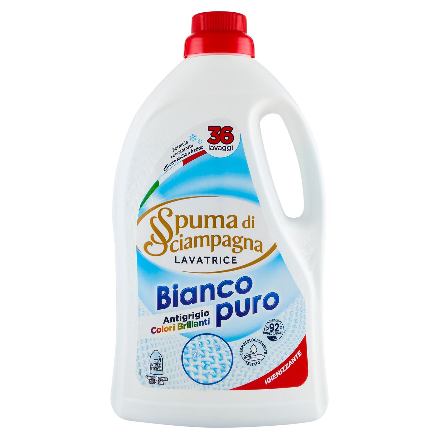 Liquido lavatrice 36 lavaggi biancopuro 1620ml Spuma di Sciampagna