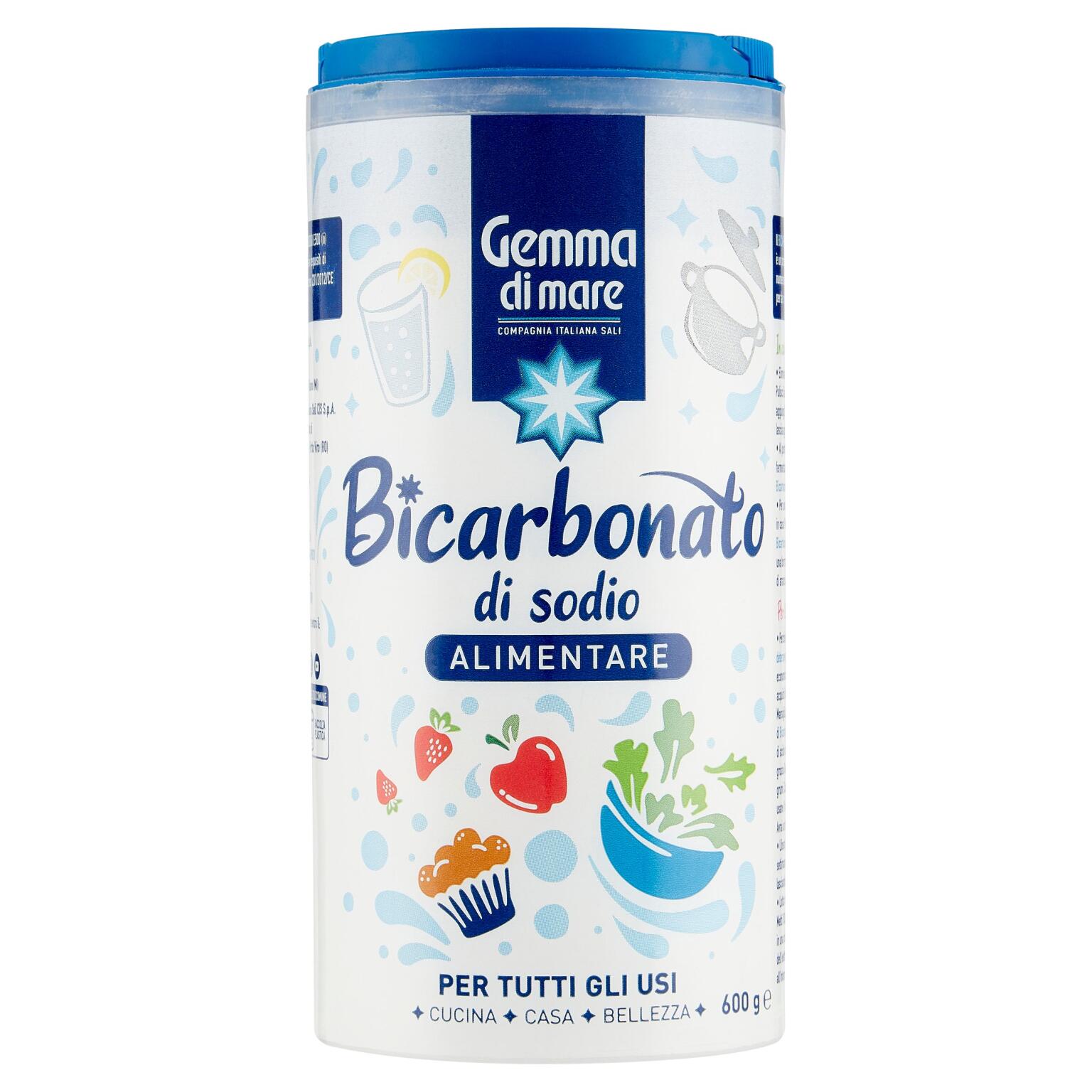 Bicarbonato di sodio alimentare 600g Spargitore 600g Gemma di Mare