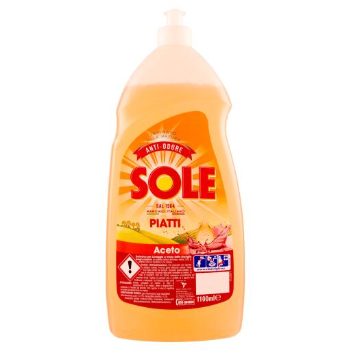Detersivo liquido per piatti supersgrassante con Aceto azione anti-odore 1100ml Sole